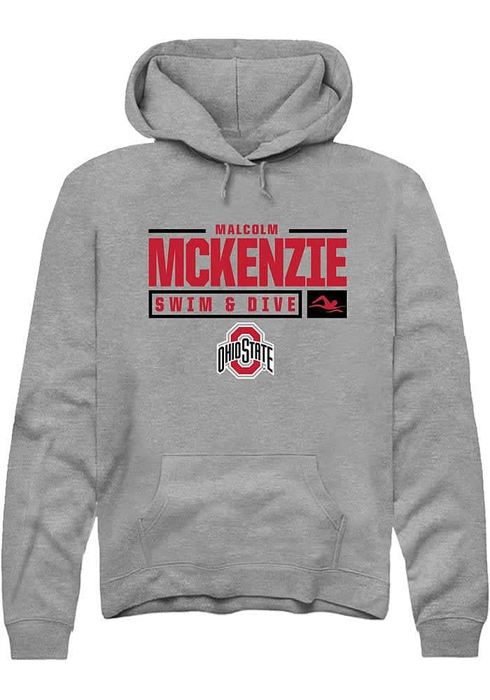 Malcolm McKenxie Rally Ohio State Buckeyes Mens Graphite NIL Stacked Box Long Sleeve Hoodie