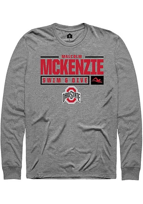 Malcolm McKenxie  Ohio State Buckeyes Graphite Rally NIL Stacked Box Long Sleeve T Shirt
