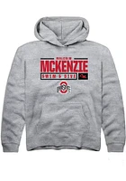 Malcolm McKenxie  Rally Ohio State Buckeyes Youth Grey NIL Stacked Box Long Sleeve Hoodie