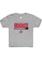 Malcolm McKenxie  Rally Ohio State Buckeyes Youth Grey NIL Stacked Box Short Sleeve T-Shirt