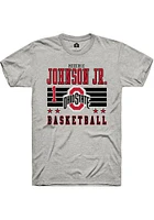 Meechie Johnson Jr.  Ohio State Buckeyes Ash Rally NIL Striped Short Sleeve T Shirt