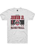 Meechie Johnson Jr.  Ohio State Buckeyes White Rally NIL Striped Short Sleeve T Shirt