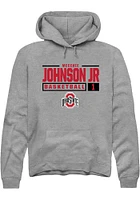 Meechie Johnson Jr.  Rally Ohio State Buckeyes Mens Graphite NIL Stacked Box Long Sleeve Hoodie