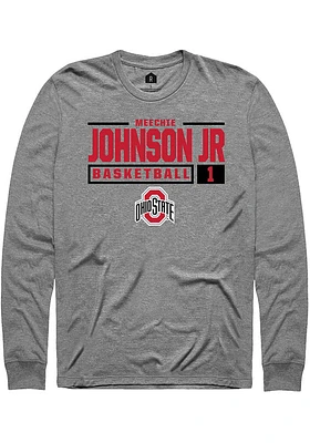 Meechie Johnson Jr.  Ohio State Buckeyes Graphite Rally NIL Stacked Box Long Sleeve T Shirt