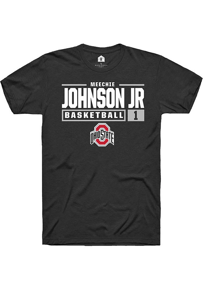 Meechie Johnson Jr. Ohio State Buckeyes Rally NIL Stacked Box Short Sleeve T Shirt