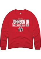 Meechie Johnson Jr.  Rally Ohio State Buckeyes Mens Red NIL Stacked Box Long Sleeve Crew Sweatshir..