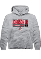 Meechie Johnson Jr.  Rally Ohio State Buckeyes Youth Grey NIL Stacked Box Long Sleeve Hoodie