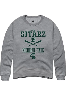 Gavin Sitarz  Rally Michigan State Spartans Mens Graphite NIL Sport Icon Long Sleeve Crew Sweatshi..