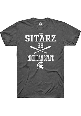 Gavin Sitarz  Michigan State Spartans Dark Grey Rally NIL Sport Icon Short Sleeve T Shirt