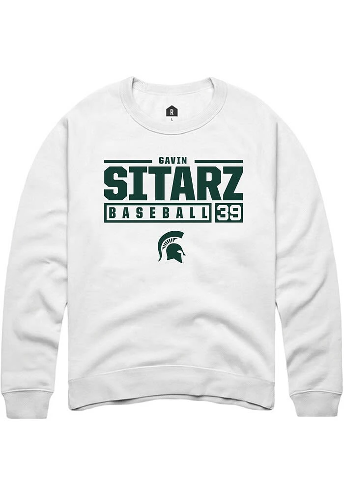 Gavin Sitarz Rally Michigan State Spartans Mens NIL Stacked Box Long Sleeve Crew Sweatshirt