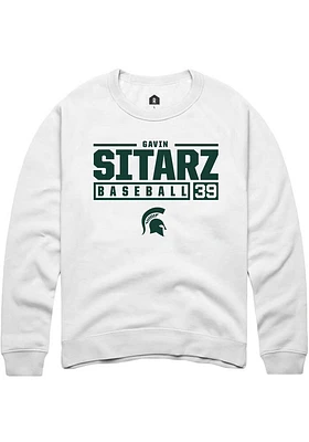 Gavin Sitarz Rally Michigan State Spartans Mens NIL Stacked Box Long Sleeve Crew Sweatshirt