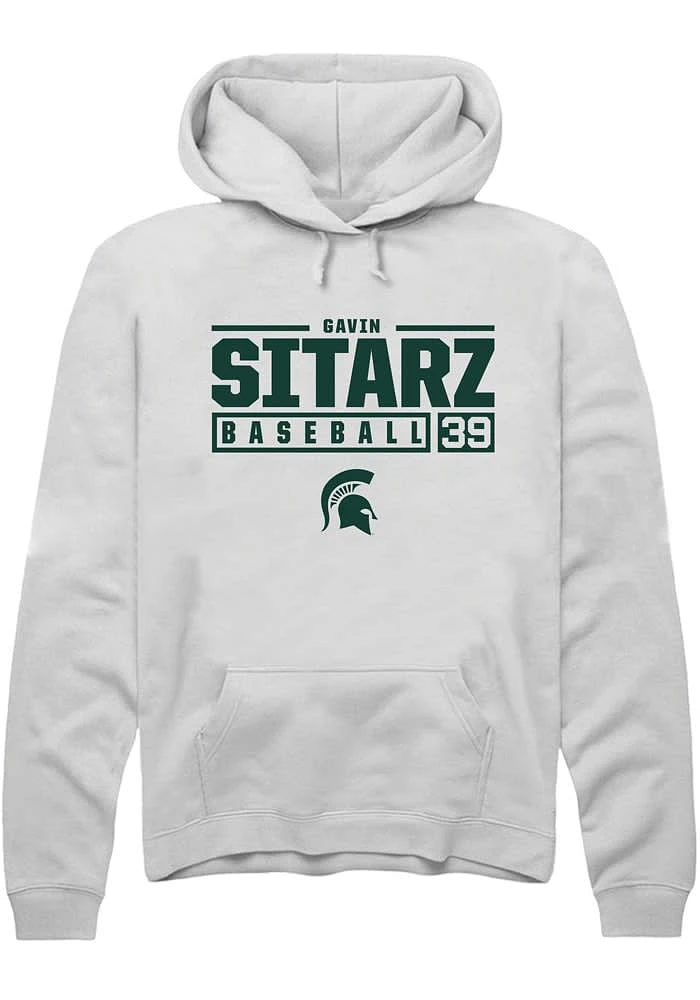 Gavin Sitarz Rally Michigan State Spartans Mens NIL Stacked Box Long Sleeve Hoodie