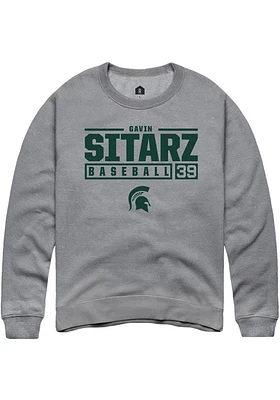 Gavin Sitarz  Rally Michigan State Spartans Mens Graphite NIL Stacked Box Long Sleeve Crew Sweatsh..
