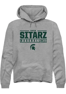 Gavin Sitarz  Rally Michigan State Spartans Mens Graphite NIL Stacked Box Long Sleeve Hoodie