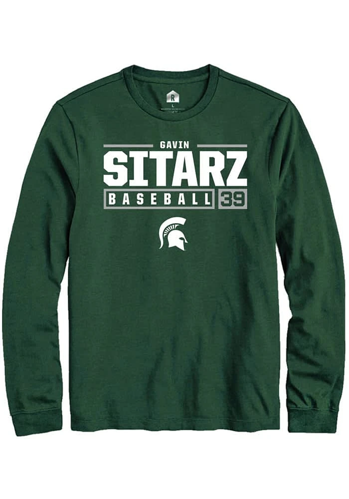 Gavin Sitarz Michigan State Spartans Green Rally NIL Stacked Box Long Sleeve T Shirt