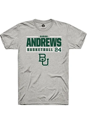 Sarah Andrews  Baylor Bears Ash Rally NIL Stacked Box Short Sleeve T Shirt