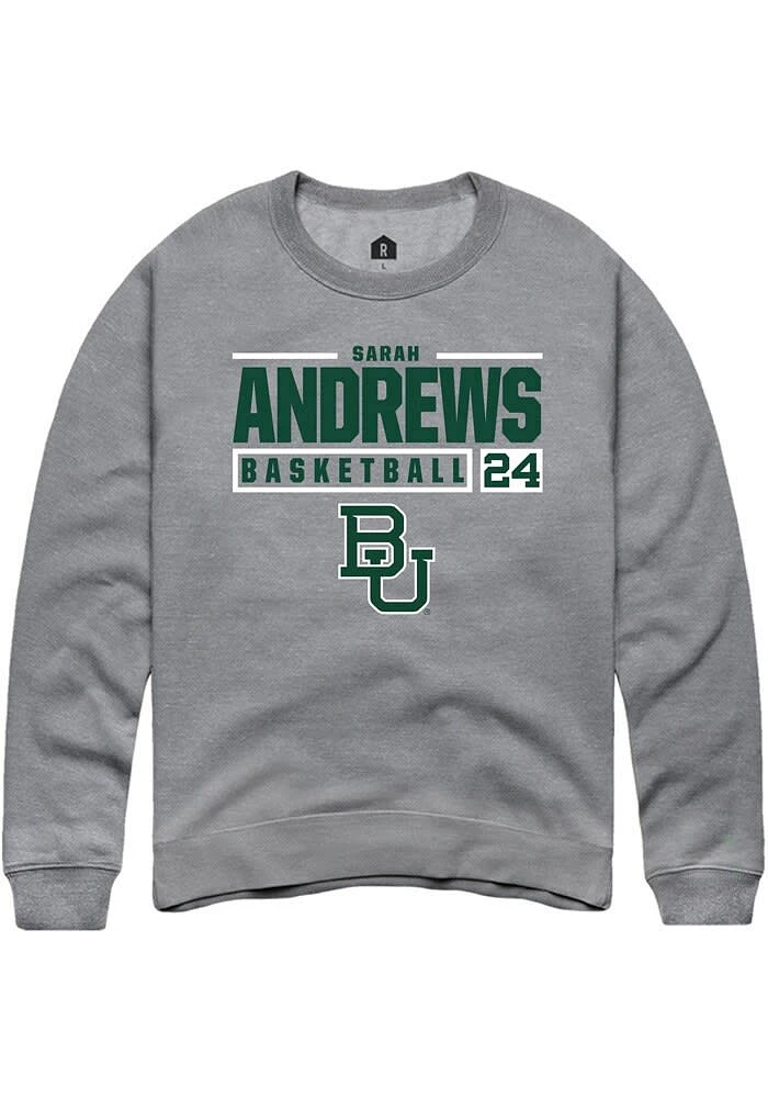 Sarah Andrews Rally Baylor Bears Mens Graphite NIL Stacked Box Long Sleeve Crew Sweatshirt