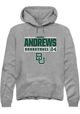 Sarah Andrews  Rally Baylor Bears Mens Graphite NIL Stacked Box Long Sleeve Hoodie