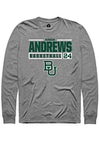 Sarah Andrews  Baylor Bears Graphite Rally NIL Stacked Box Long Sleeve T Shirt