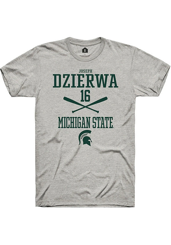 Joseph Dzierwa Michigan State Spartans Ash Rally NIL Sport Icon Short Sleeve T Shirt