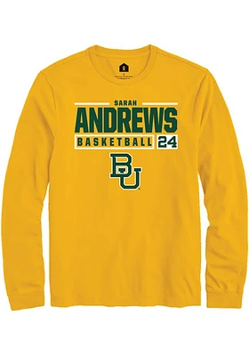 Sarah Andrews  Baylor Bears Gold Rally NIL Stacked Box Long Sleeve T Shirt