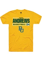 Sarah Andrews  Baylor Bears Gold Rally NIL Stacked Box Short Sleeve T Shirt