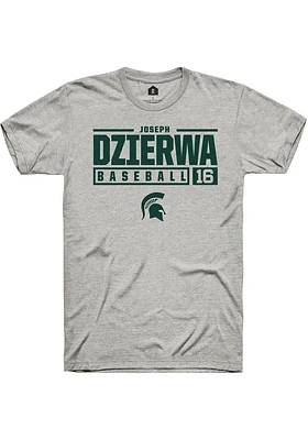 Joseph Dzierwa  Michigan State Spartans Ash Rally NIL Stacked Box Short Sleeve T Shirt