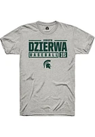 Joseph Dzierwa  Michigan State Spartans Ash Rally NIL Stacked Box Short Sleeve T Shirt