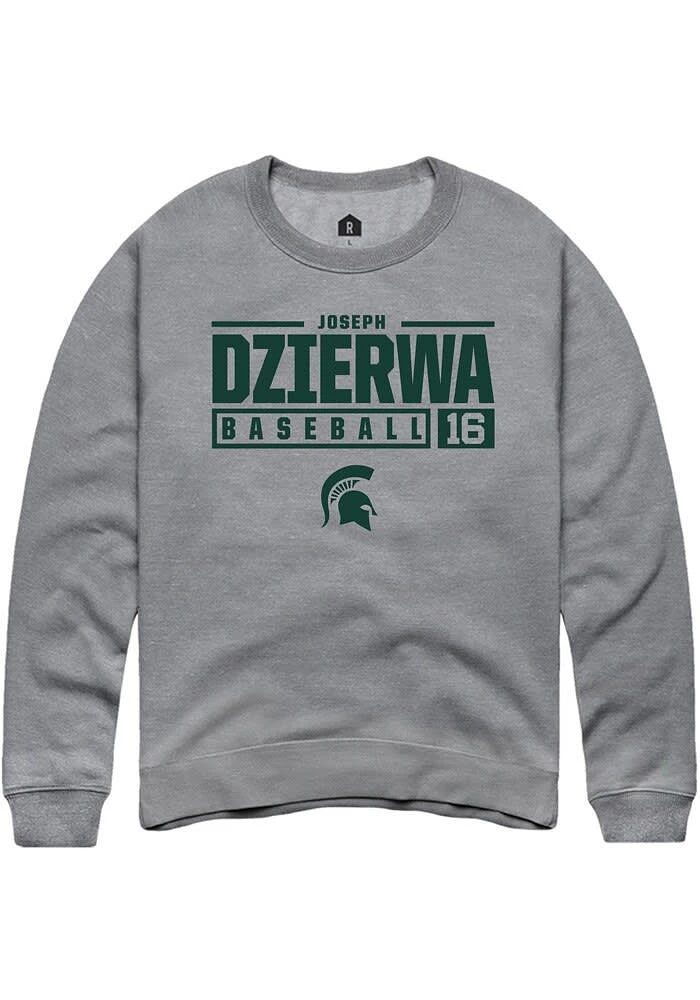 Joseph Dzierwa Rally Michigan State Spartans Mens Graphite NIL Stacked Box Long Sleeve Crew Sweat..