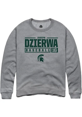 Joseph Dzierwa  Rally Michigan State Spartans Mens Graphite NIL Stacked Box Long Sleeve Crew Sweat..