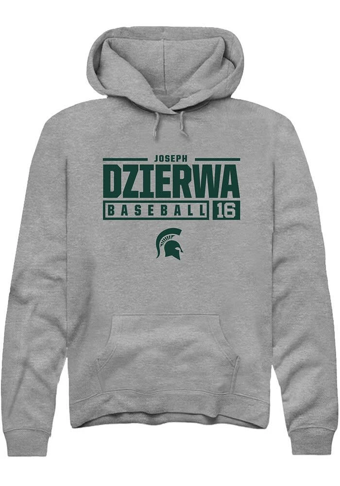 Joseph Dzierwa Rally Michigan State Spartans Mens Graphite NIL Stacked Box Long Sleeve Hoodie
