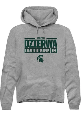 Joseph Dzierwa  Rally Michigan State Spartans Mens Graphite NIL Stacked Box Long Sleeve Hoodie