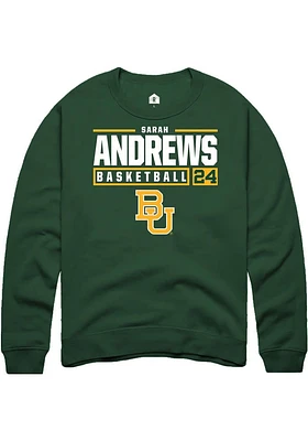 Sarah Andrews  Rally Baylor Bears Mens Green NIL Stacked Box Long Sleeve Crew Sweatshirt