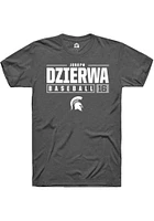 Joseph Dzierwa  Michigan State Spartans Dark Grey Rally NIL Stacked Box Short Sleeve T Shirt