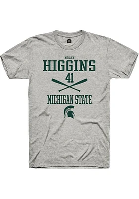 Nolan Higgins  Michigan State Spartans Ash Rally NIL Sport Icon Short Sleeve T Shirt