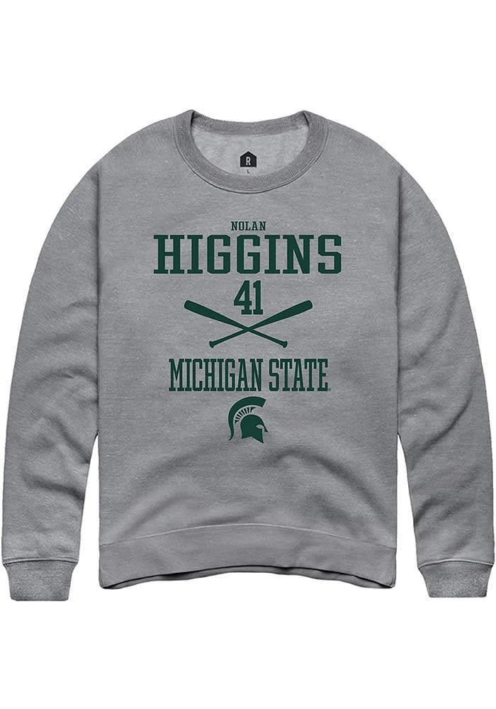 Nolan Higgins Rally Michigan State Spartans Mens Graphite NIL Sport Icon Long Sleeve Crew Sweatsh..