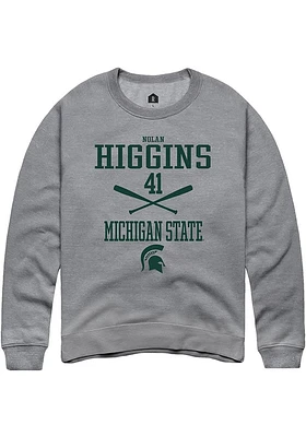 Nolan Higgins  Rally Michigan State Spartans Mens Graphite NIL Sport Icon Long Sleeve Crew Sweatsh..