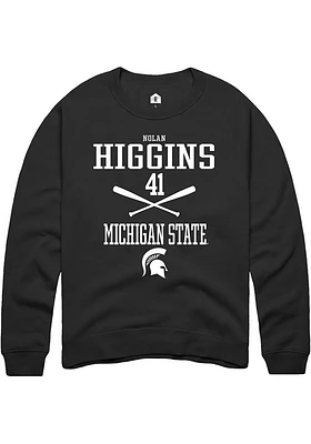 Nolan Higgins  Rally Michigan State Spartans Mens Black NIL Sport Icon Long Sleeve Crew Sweatshirt