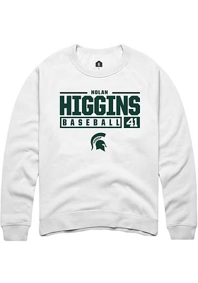 Nolan Higgins Rally Michigan State Spartans Mens NIL Stacked Box Long Sleeve Crew Sweatshir