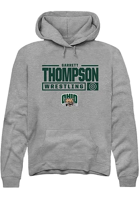 Garrett Thompson  Rally Ohio Bobcats Mens Graphite NIL Stacked Box Long Sleeve Hoodie