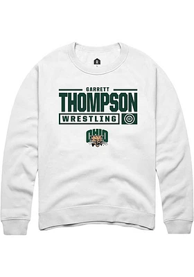 Garrett Thompson Rally Ohio Bobcats Mens NIL Stacked Box Long Sleeve Crew Sweatshirt