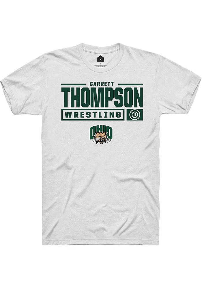 Garrett Thompson Ohio Bobcats Rally NIL Stacked Box Short Sleeve T Shirt