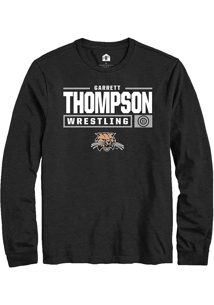 Garrett Thompson Ohio Bobcats Rally NIL Stacked Box Long Sleeve T Shirt