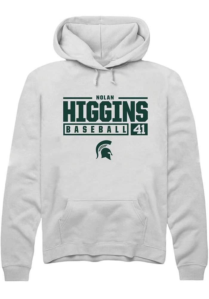 Nolan Higgins Rally Michigan State Spartans Mens NIL Stacked Box Long Sleeve Hoodie