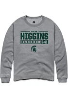 Nolan Higgins  Rally Michigan State Spartans Mens Graphite NIL Stacked Box Long Sleeve Crew Sweats..