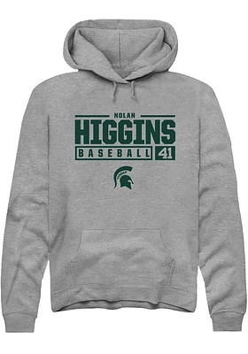 Nolan Higgins  Rally Michigan State Spartans Mens Graphite NIL Stacked Box Long Sleeve Hoodie