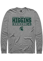 Nolan Higgins  Michigan State Spartans Graphite Rally NIL Stacked Box Long Sleeve T Shirt