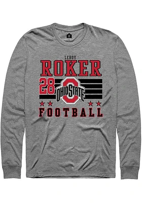 Leroy Roker  Ohio State Buckeyes Grey Rally NIL Striped Long Sleeve T Shirt