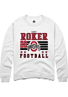 Leroy Roker Rally Ohio State Buckeyes Mens NIL Striped Long Sleeve Crew Sweatshirt