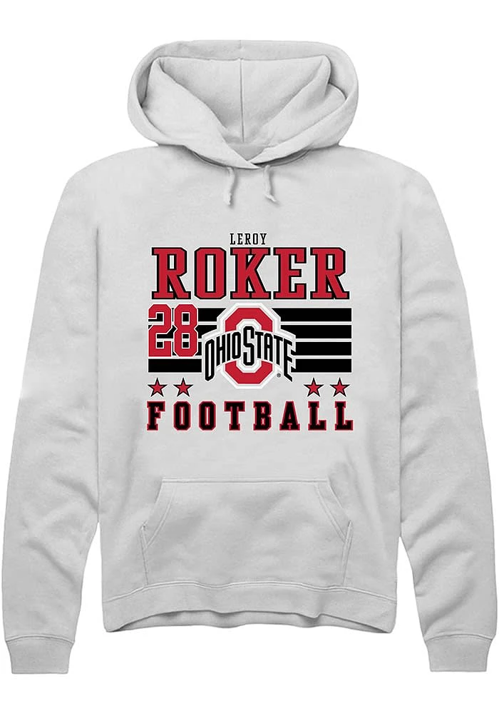 Leroy Roker Rally Ohio State Buckeyes Mens NIL Striped Long Sleeve Hoodie